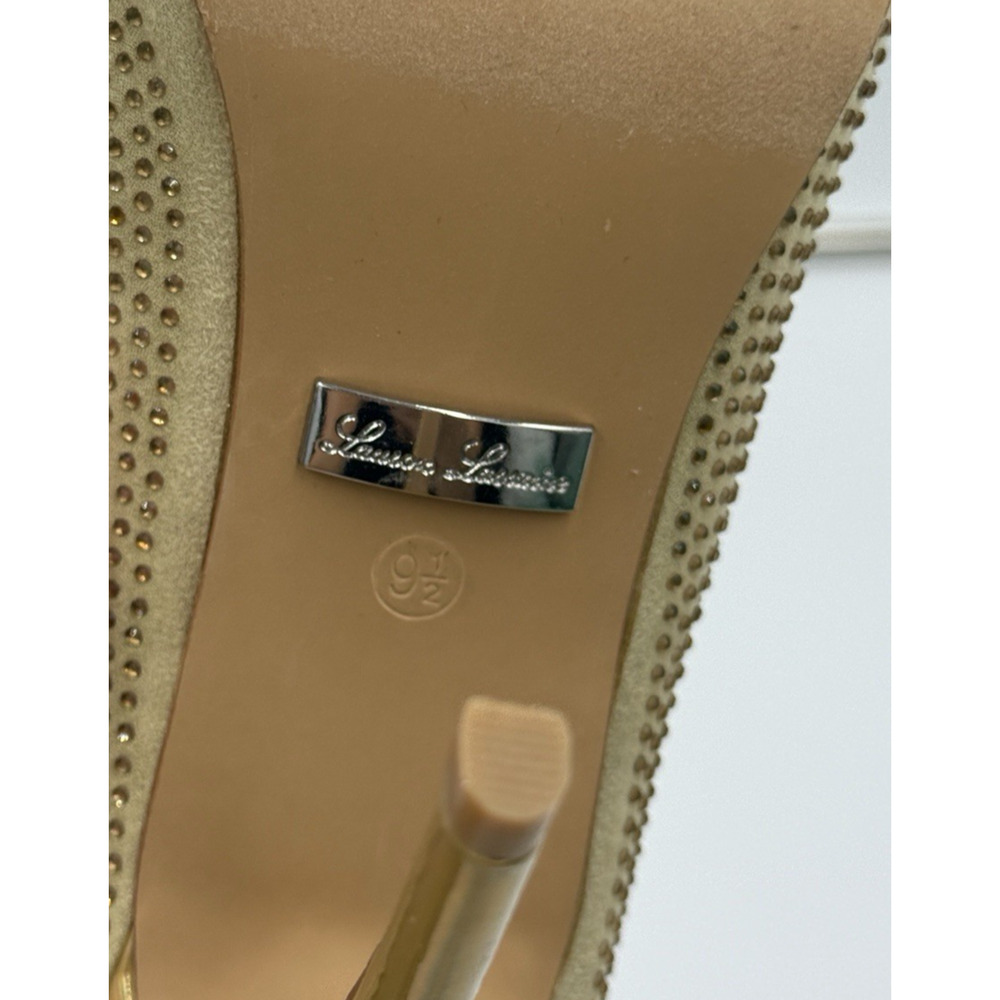 Lauren Lorraine Dori Pump Heels Bronze Gold Crystals Pointed Toe Size 9.5 New - Picture 6 of 10